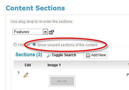 Editing Content Sections